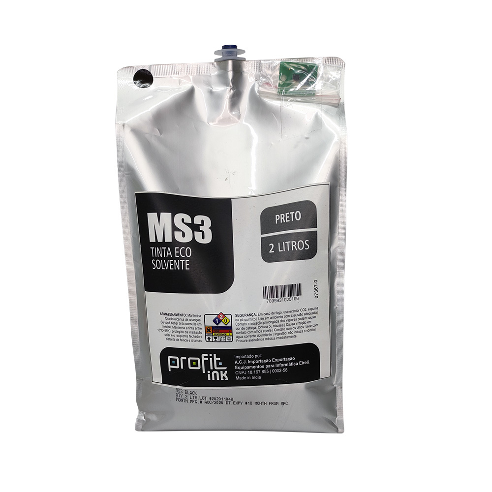 BOLSA DE TINTA LUMINA P/ MIMAKI MS3 (2LT) ECO SOLVENTE BLK PROFIT INK BOLSA DE TINTA LUMINA P/ MIMAKI MS3 (2LT) ECO SOLVENTE BLK PROFIT INK